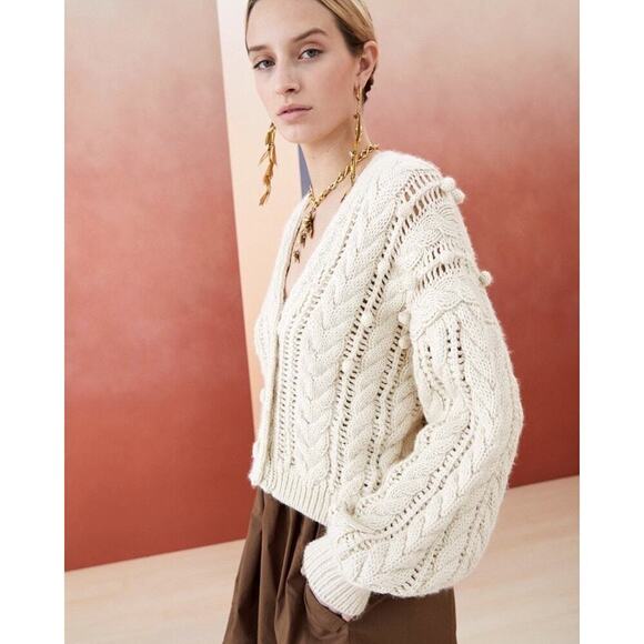 Ulla Johnson Lilo Oversized Knit Cardigan Wool/Lama Creme/Off White Size P/Small - Picture 6 of 10